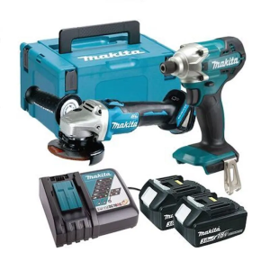 Bộ sản phẩm máy siết bu lông, máy mài góc dùng pin Makita DLX2406TX1