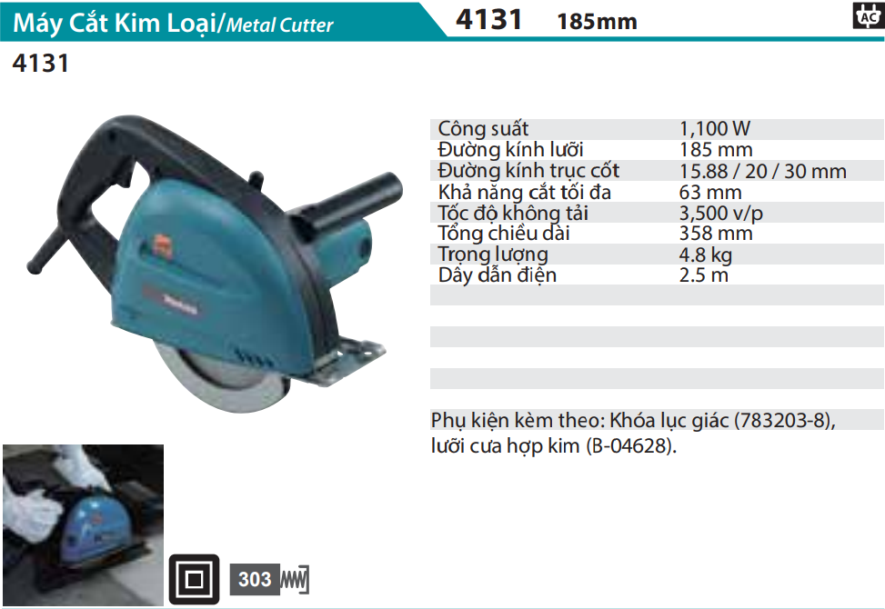 Tuyệt tác công suất lớn, cắt thép ngọt lịm không lo tia lửa Máy cắt kim loại Makita 4131